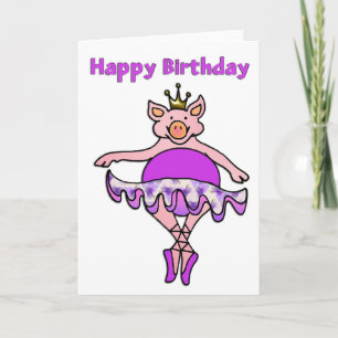 Tanzenden Schwein in Tutu Happy Birthday Karte