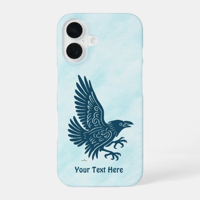 Tanzender blauer Rabe iPhone 16 Hülle (Rückseite)