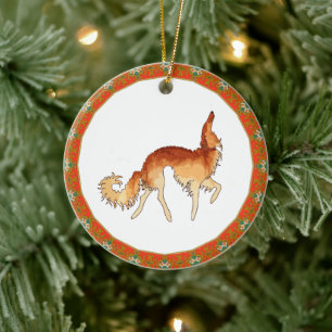 Tanzender Borzoi-Schmuck Keramik Ornament