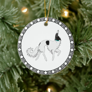 Tanzender Borzoi-Weihnachtsschmuck Keramik Ornament