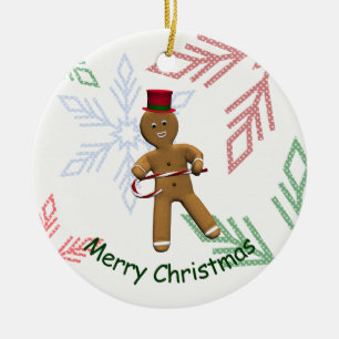 Tanzender Cartoon Gingerbread Man Keramik Ornament