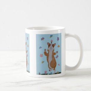 Tanzender Corgi mit Schmetterlingen Kaffeetasse
