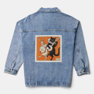 Tanzender Hase und Katze Jeansjacke