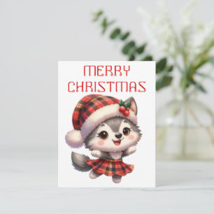 Tanzender Husky-Welpe - Weihnachtskarte Feiertagskarte