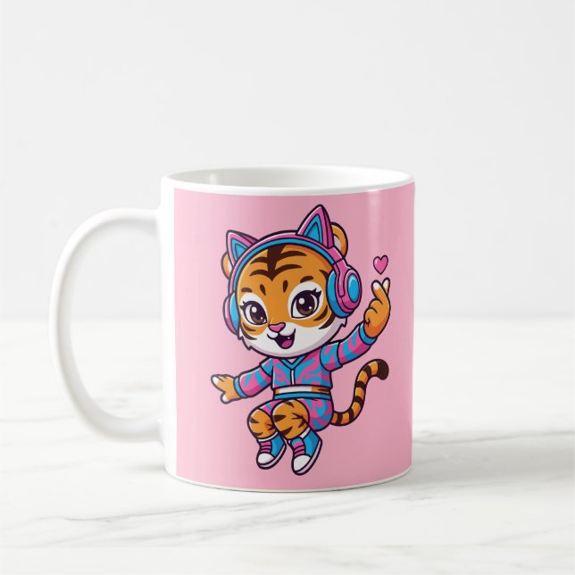 Tanzender K-Pop-Tiger Kaffeetasse (Links)