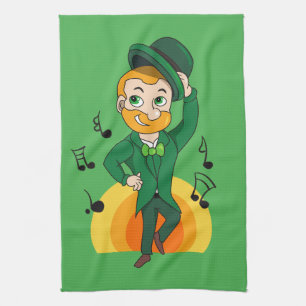 Tanzender Kobold, St. Patrick's Day Cartoon Geschirrtuch