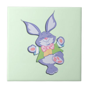 Tanzender lila Osterhase Mint Fliese