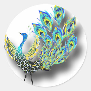 Tanzender Pfau Runder Aufkleber