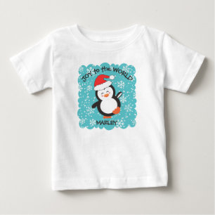 Tanzender Pinguin Freuden-Schneeflocken Weihnachte Baby T-shirt