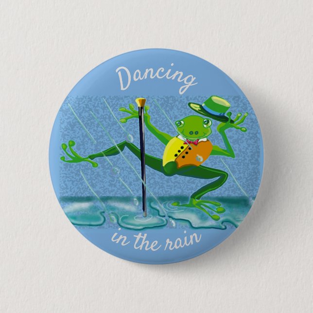 Tanzender Regen Tap Dance Frosch Knopf Button (Vorderseite)