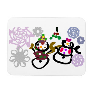 Tanzender Schneemann und Schneefrau Magnet