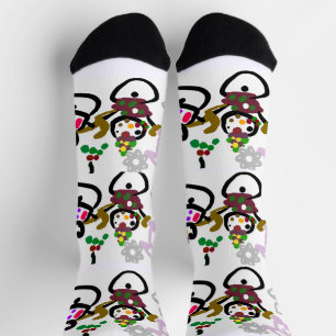 Tanzender Schneemann und Schneefrau Socken