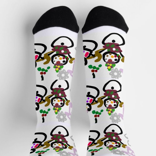 Tanzender Schneemann und Schneefrau Socken (Oben)