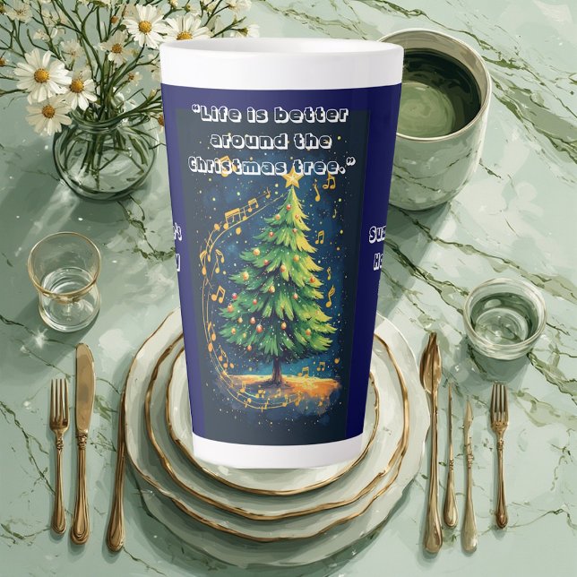 Tanzender Weihnachtsbaum Musikalische Noten Weihna Milchtasse (Dancing Christmas Tree Musical Notes Christmas Fun Latte Mug)