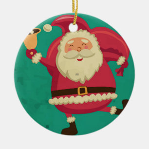 Tanzender Weihnachtsmann-Schmuck Keramik Ornament