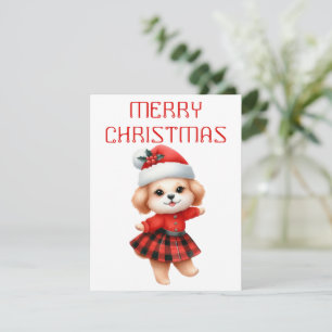 Tanzender Welpe - Weihnachtskarte Feiertagskarte