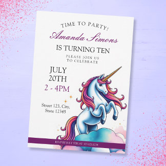 Tanzendes Einhorn Sparkle Girl 10. Geburtstag Einladung