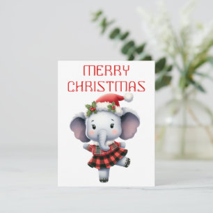 Tanzendes Elefantenkalb - Weihnachtskarte Feiertagskarte