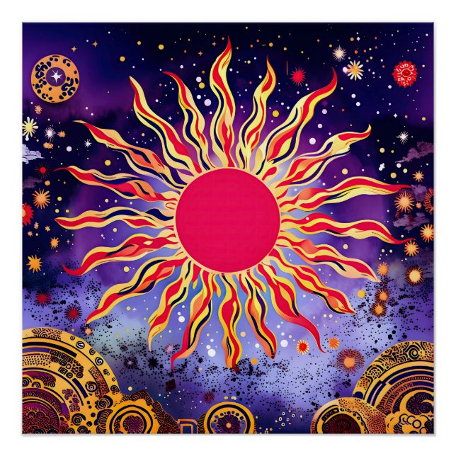 „Tanzendes Feuer des Kosmos“ Die Sonne Poster (Vorderseite)