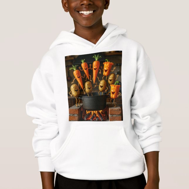 Tanzendes Gemüse in Topf Kunst - Whimsical Kitchen Hoodie (Vorderseite)