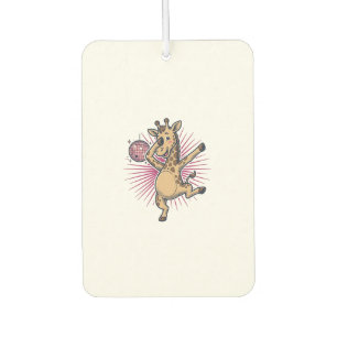 Tanzendes-Giraffe-Disco-Kugel-Vintage-Gravur-Shirt Autolufterfrischer