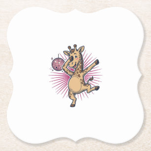 Tanzendes-Giraffe-Disco-Kugel-Vintage-Gravur-Shirt Untersetzer
