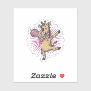 Tanzendes Giraffen-Disco-Kugel-Vintage-Gravur-Shir Aufkleber
