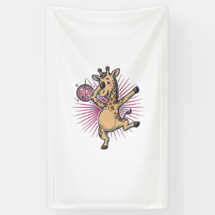 Tanzendes Giraffen-Disco-Kugel-Vintage-Gravur-Shir Banner