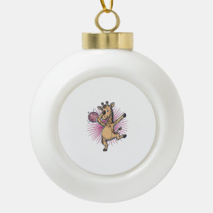 Tanzendes Giraffen-Disco-Kugel-Vintage-Gravur-Shir Keramik Kugel-Ornament