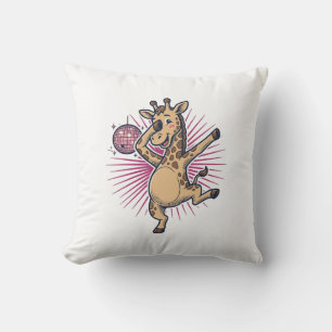 Tanzendes Giraffen-Disco-Kugel-Vintage-Gravur-Shir Kissen