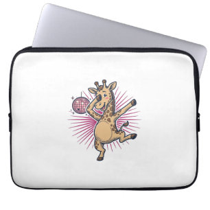 Tanzendes Giraffen-Disco-Kugel-Vintage-Gravur-Shir Laptopschutzhülle