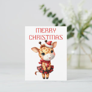 Tanzendes Giraffenkalb - Weihnachtskarte Feiertagskarte