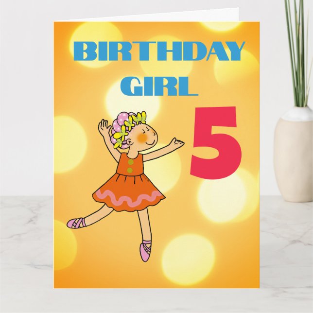 Tanzendes Mädchen 5. Geburtstag   Karte (Vorderseite)