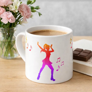 Tanzendes Mädchen mit Noten – Cool K-Pop Espressotasse