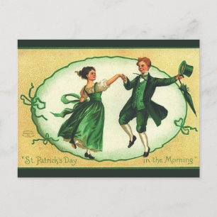 Tanzendes Paar am St. Patricks Tag im Vintage-Stil Postkarte