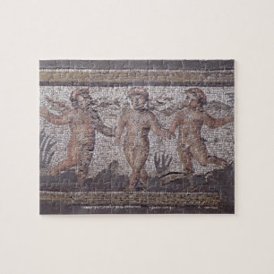 Tanzendes putti drei begleitet von einem Spielen Puzzle