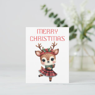 Tanzendes Rentierkalb - Weihnachtskarte Feiertagskarte