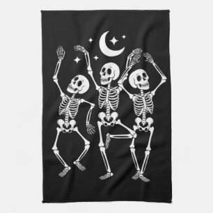 Tanzendes Skelett Frohes Halloween Herbst Schädel  Geschirrtuch