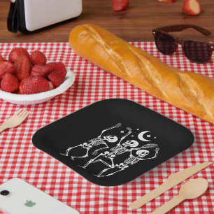 Tanzendes Skelett Frohes Halloween Herbst Schädel Pappteller
