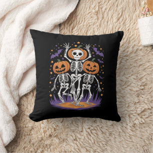 Tanzendes Skelett Halloween-Kürbis  Kissen