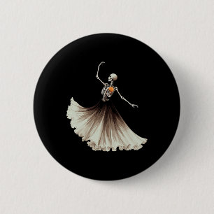 Tanzendes Skelett Llerina Llet Tanz Halloween Frau Button