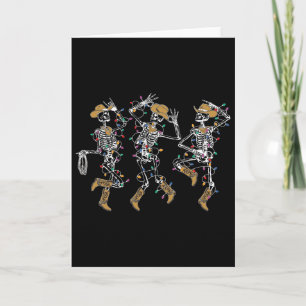 Tanzendes Skelett-Shirt für Frauen. Cowboy-Skelett Karte