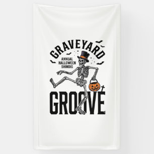 Tanzendes Skelett-Shirt mit Kürbis Vintage Hallow Banner