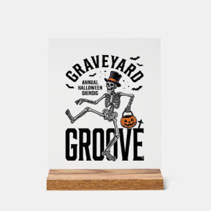 Tanzendes Skelett-Shirt mit Kürbis Vintage Hallowe Acrylschild