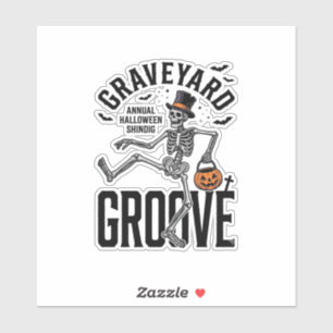 Tanzendes Skelett-Shirt mit Kürbis Vintage Hallowe Aufkleber