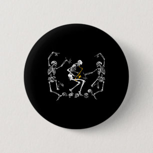 Tanzendes Skelett spielt Saxophon Halloween Button
