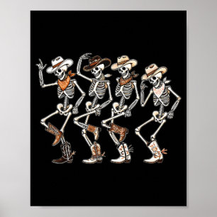 Tanzendes Skelett Western Country Rodeo Halloween Poster