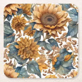Tanzendes Sonnenblumen-Musterdesign Rechteckiger Pappuntersetzer