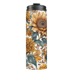 Tanzendes Sonnenblumen-Musterdesign Thermosbecher