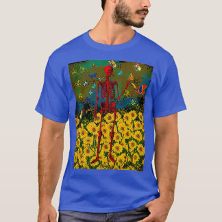 TanzendesSkelettinSonnenblumenMitSchmetterlingen T-Shirt